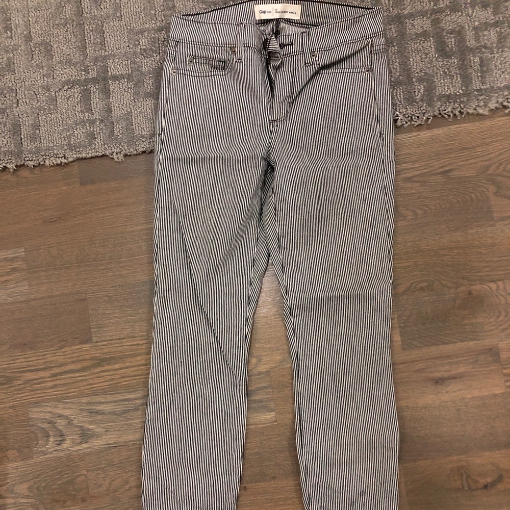 Black and white striped jeans